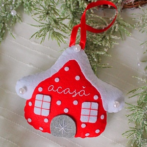 Căsuță cu acoperiș turtit și cu mesaj - ornament - accesorii de crăciun - cadou tematic de moș crăciun, decorațiuni - cadouri de moș crăciun - Artynos.ro