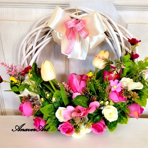 Set aranjament de primavara Coronita primavara Aranjament cu flori primavara - casă & stil de viață - accesorii pentru decorat casa - suport de flori - coronițe decor - Artynos.ro