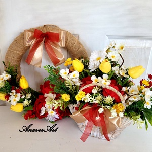 Set aranjament de primavara Coronita primavara Aranjament cu flori primavara - casă & stil de viață - accesorii pentru decorat casa - ornamente - Artynos.ro