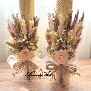 Lumanari fagure pentru nunta cu flori uscate si criogenate - accesorii nuntă - materiale decor pentru nuntă - lumânări de nuntă și suport lumânări - Artynos.ro
