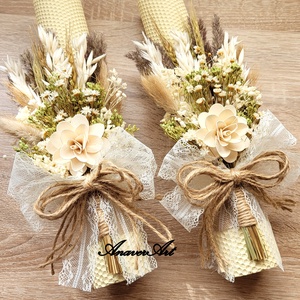 Lumanari fagure pentru nunta cu flori uscate si criogenate, Accesorii nuntă, Materiale decor pentru nuntă, Lumânări de nuntă și suport lumânări, Aranjament de flori, ARTYNOS