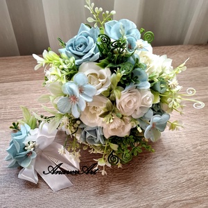 Buchet de nasa bleu - accesorii nuntă - buchet mireasă  - Artynos.ro