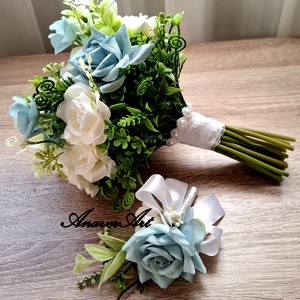 Buchet de nasa bleu - accesorii nuntă - buchet mireasă  - Artynos.ro