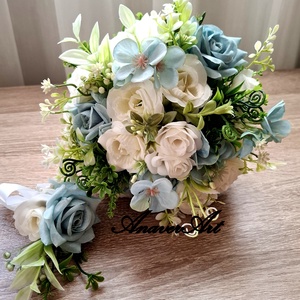 Buchet de nasa bleu - accesorii nuntă - buchet mireasă  - Artynos.ro