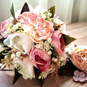 Buchet de mireasa cu cocarda mire - accesorii nuntă - buchet mireasă  - Artynos.ro