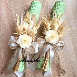 Lumanari fagure pentru nunta cu flori uscate si criogenate - accesorii nuntă - materiale decor pentru nuntă - lumânări de nuntă și suport lumânări - Artynos.ro