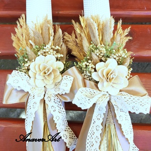 Lumanari fagure pentru nunta cu flori uscate si criogenate - accesorii nuntă - materiale decor pentru nuntă - lumânări de nuntă și suport lumânări - Artynos.ro