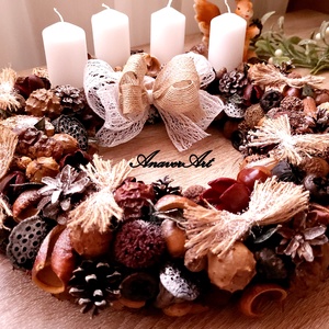 Aranjament de Craciun cu lumanari Coronita de Advent - crăciun - decorațiuni de advent - coroniță advent - Artynos.ro