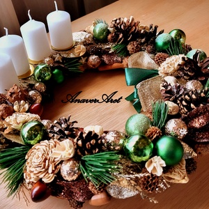 Aranjament de Craciun cu lumanari Coronita de Advent - crăciun - decorațiuni de advent - coroniță advent - Artynos.ro