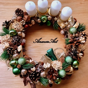 Aranjament de Craciun cu lumanari Coronita de Advent - crăciun - decorațiuni de advent - coroniță advent - Artynos.ro