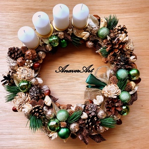 Aranjament de Craciun cu lumanari Coronita de Advent - crăciun - decorațiuni de advent - coroniță advent - Artynos.ro