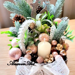 Aranjament de Craciun cu lumanare - crăciun - decorațiuni de crăciun de casă - decor pentru masă de crăciun - Artynos.ro