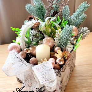 Aranjament de Craciun cu lumanare - crăciun - decorațiuni de crăciun de casă - decor pentru masă de crăciun - Artynos.ro