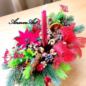 Aranjament de Craciun cu lumanare - crăciun - decorațiuni de crăciun de casă - decor pentru masă de crăciun - Artynos.ro