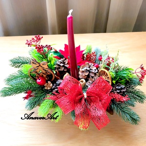 Aranjament de Craciun cu lumanare - crăciun - decorațiuni de crăciun de casă - decor pentru masă de crăciun - Artynos.ro