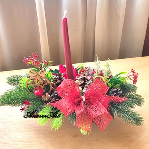 Aranjament de Craciun cu lumanare - crăciun - decorațiuni de crăciun de casă - decor pentru masă de crăciun - Artynos.ro