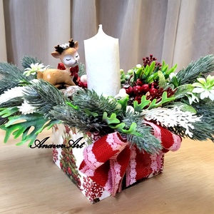 Aranjament de Craciun cu lumanare - crăciun - decorațiuni de crăciun de casă - decor pentru masă de crăciun - Artynos.ro