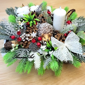 Aranjament de Craciun cu lumanare - crăciun - decorațiuni de crăciun de casă - decor pentru masă de crăciun - Artynos.ro