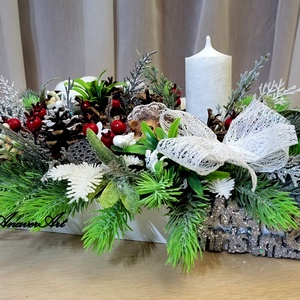 Aranjament de Craciun cu lumanare - crăciun - decorațiuni de crăciun de casă - decor pentru masă de crăciun - Artynos.ro