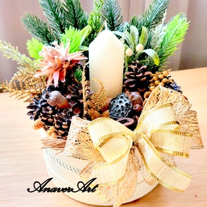 Aranjament de Craciun cu lumanare - crăciun - decorațiuni de crăciun de casă - decor pentru masă de crăciun - Artynos.ro