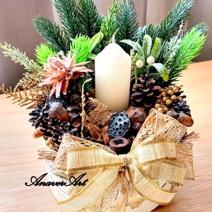 Aranjament de Craciun cu lumanare - crăciun - decorațiuni de crăciun de casă - decor pentru masă de crăciun - Artynos.ro
