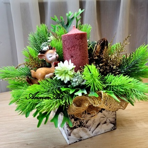 Aranjament de Craciun cu lumanare - crăciun - decorațiuni de crăciun de casă - decor pentru masă de crăciun - Artynos.ro