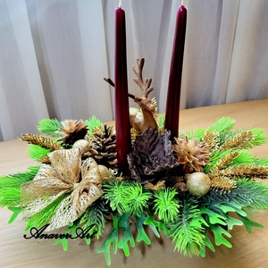 Aranjament de Craciun cu lumanari, Craciun, Decoratiuni de Craciun de casa, Decor pentru masa de Craciun, , ARTYNOS