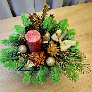 Aranjament de Craciun cu lumanare - crăciun - decorațiuni de crăciun de casă - decor pentru masă de crăciun - Artynos.ro