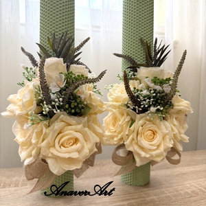 Lumanari fagure pentru nunta cu flori artificiale - accesorii nuntă - materiale decor pentru nuntă - lumânări de nuntă și suport lumânări - Artynos.ro