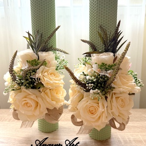 Lumanari fagure pentru nunta cu flori artificiale - Artynos.ro