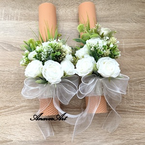 Lumanari fagure pentru nunta cu flori artificiale - accesorii nuntă - materiale decor pentru nuntă - lumânări de nuntă și suport lumânări - Artynos.ro