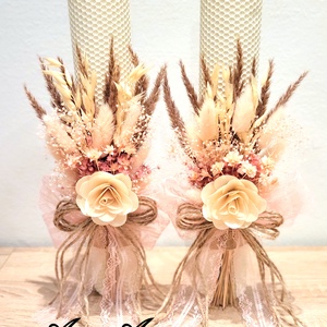 Lumanari fagure pentru nunta cu flori uscate si criogenate - accesorii nuntă - materiale decor pentru nuntă - lumânări de nuntă și suport lumânări - Artynos.ro