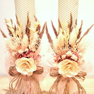 Lumanari fagure pentru nunta cu flori uscate si criogenate - accesorii nuntă - materiale decor pentru nuntă - lumânări de nuntă și suport lumânări - Artynos.ro