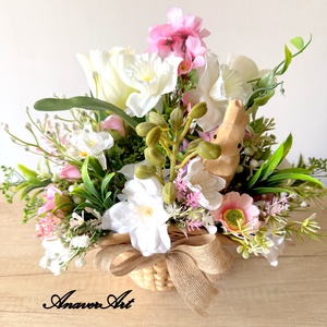 Set aranjament si coronita de primavara - decor de sărbători - decorațiuni de paște - decor masă de paște - Artynos.ro