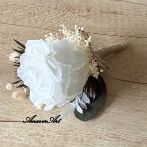 Cocarda Mire /Nas din trandafir criogenat Flori de pus in piept nunta - accesorii nuntă - materiale decor pentru nuntă - decorațiuni nuntă - Artynos.ro