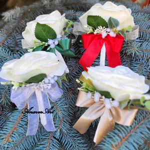 Cocarde nunta Flori de pus in piept, Accesorii nunta, Materiale decor pentru nunta, Decoratiuni nunta, Aranjament de flori, Aceste cocarde de nunta sunt deosebite si practice, realizat din trandafir spuma , are un ac de sig..., ARTYNOS