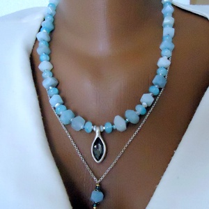 Colier statement cu aquamarin /11/9 mm - Artynos.ro