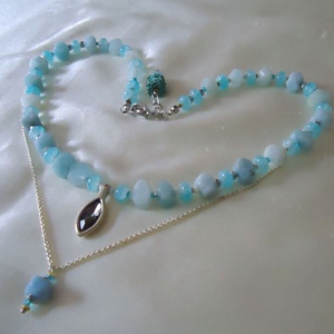 Colier statement cu aquamarin /11/9 mm - bijuterii - coliere - coliere cu pandative - Artynos.ro