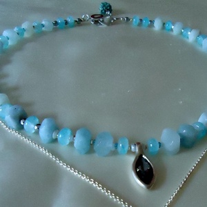 Colier statement cu aquamarin /11/9 mm - bijuterii - coliere - coliere cu pandative - Artynos.ro