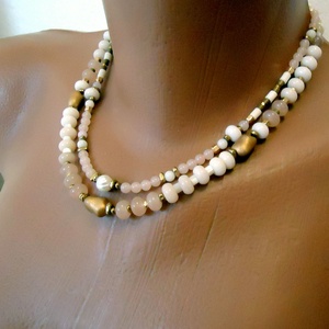 Set de doua coliere elegante, separate, jad gradient, rondele plate, perle, sfere, hematit , se vand impreuna - Artynos.ro