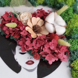 Tablou decorativ cu licheni stabilizați si flori-Handmade-Dimensiune A4 - casă & stil de viață - decorațiuni de casă - decorațiuni de pereți - tablou cu licheni - Artynos.ro