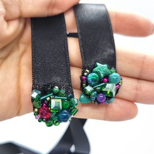 Brau handmade cu pietre verzi, smarald, mov - accesorii nuntă - bijuterii mireasă - inele de logodnă, verighete - Artynos.ro