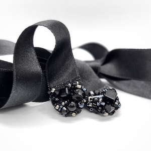 Brau handmade cu pietre negre, gri - accesorii nuntă - bijuterii mireasă - inele de logodnă, verighete - Artynos.ro