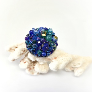 Inel statement Twilight Blue - bijuterii - inele - inele de statement - Artynos.ro