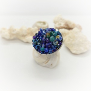 Inel statement Twilight Blue - bijuterii - inele - inele statement - Artynos.ro