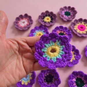 10x flori crosetate mov, lila - casă & stil de viață - decorațiuni de casă - accesorii florale - flori la fir - Artynos.ro