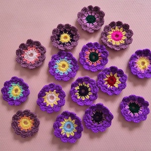 10x flori crosetate mov, lila, Casa & Stil de viata, Decoratiuni de casa, Accesorii florale, Flori la fir, Crosetat, ARTYNOS
