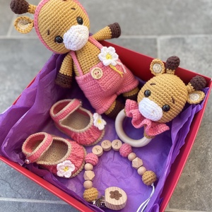 Set girafă  - jucării și echipamente pentru copii - jucării bebeluși - lanț suzetă - Artynos.ro