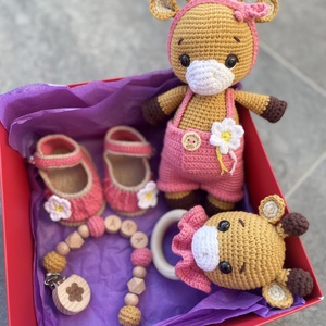 Set girafa , Jucarii si echipamente pentru copii, Jucarii bebelusi, Lant suzeta, Crosetat, ARTYNOS