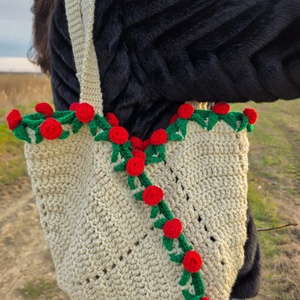 Geantă croșetată buchet - genți și portofele - genți de mână și umăr - geantă mare - Artynos.ro